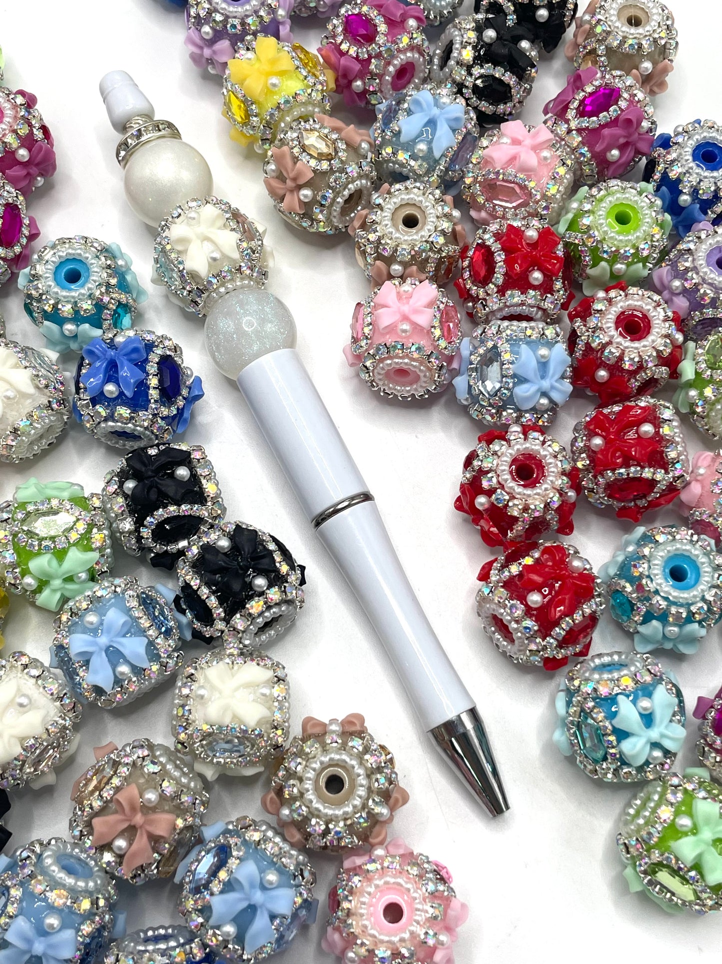 Fancy Beads bow Chain and bubble Mirror Rhombus Rhinestone Beads 19mm