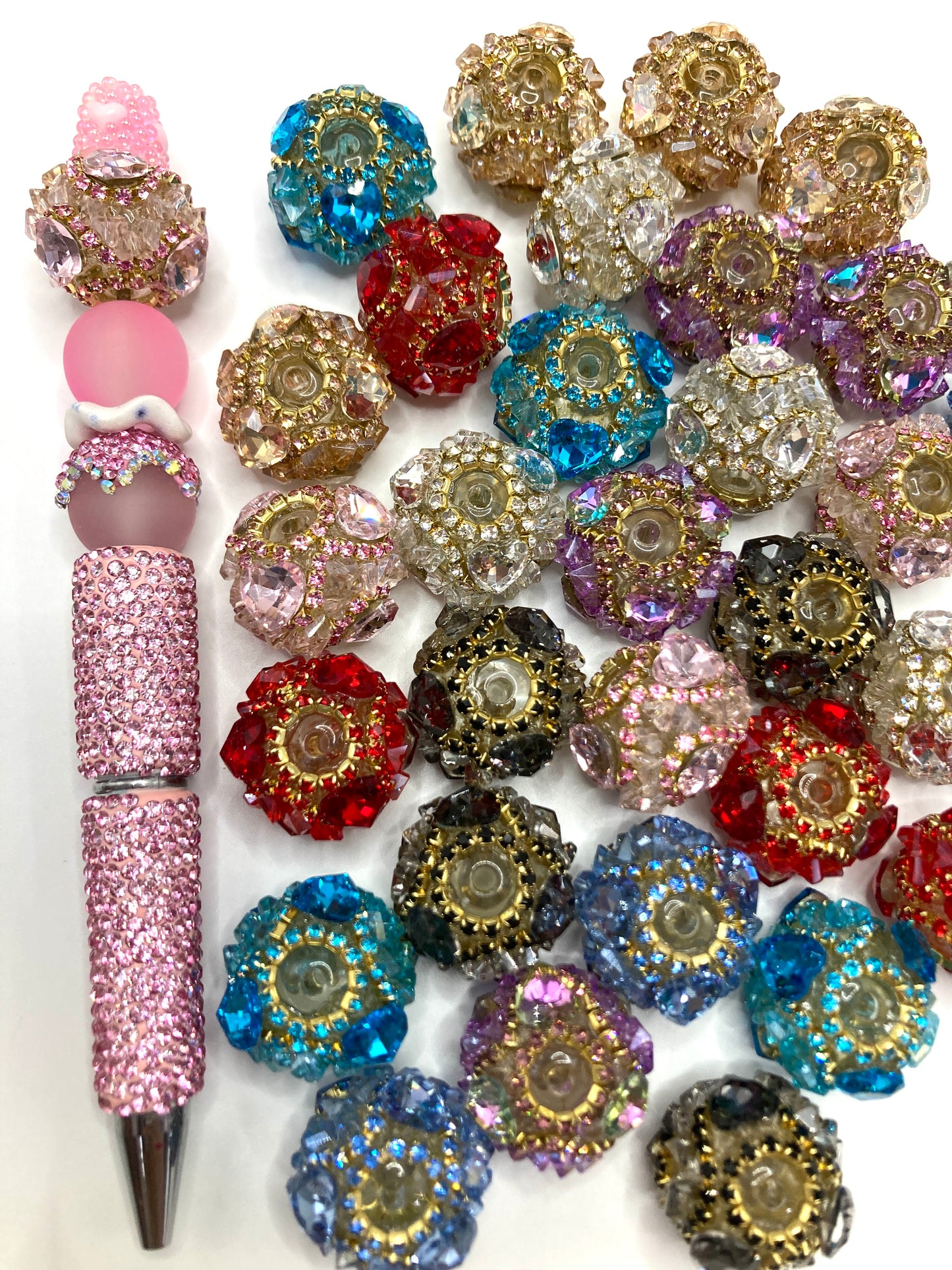 Fancy Beads Acrylic beads Colored chain Rhinestone mirror Heart Beads 23mm