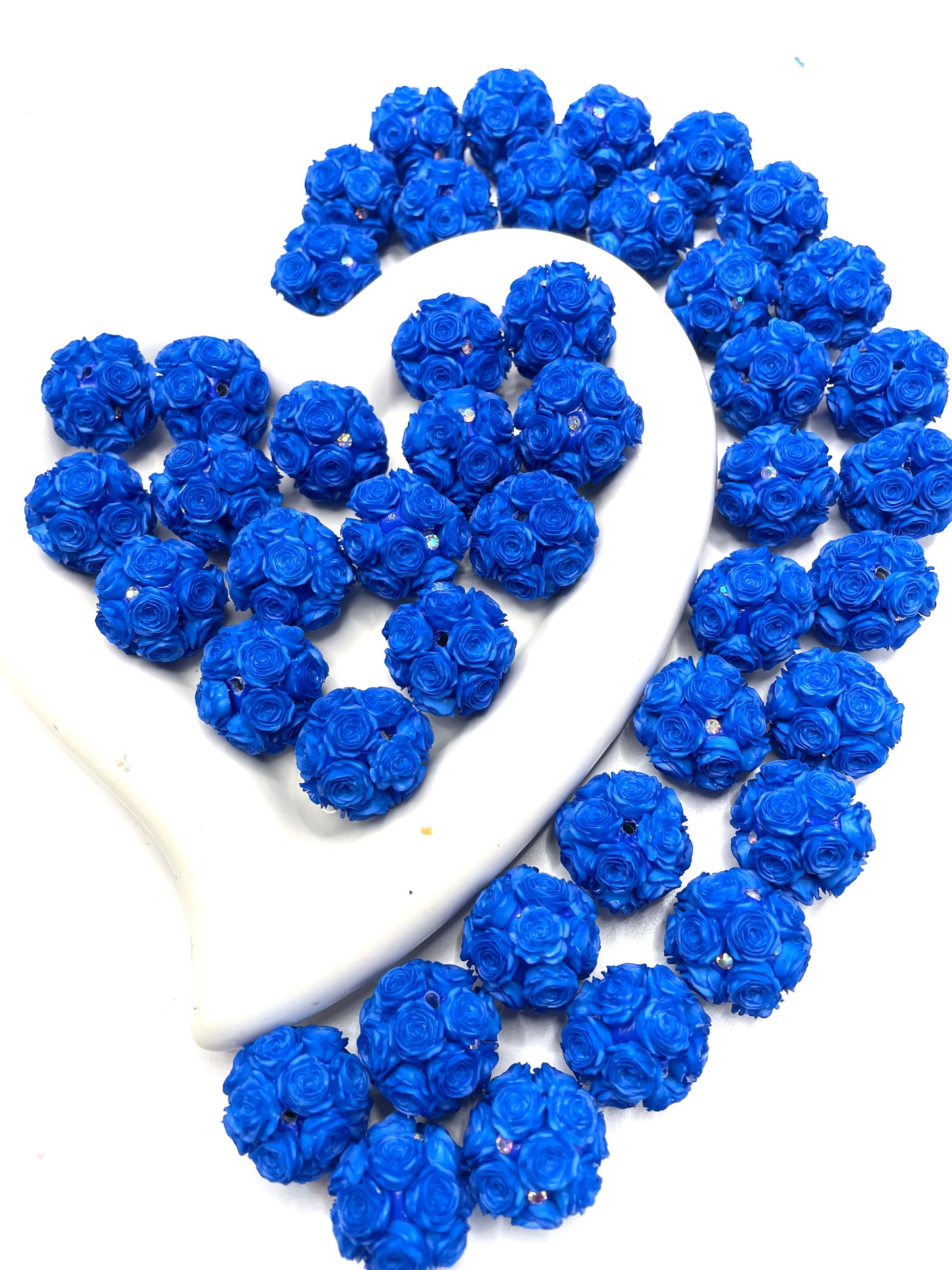 DIY soft rose flower beads ornament with rhinestone beaded beadable flower colored