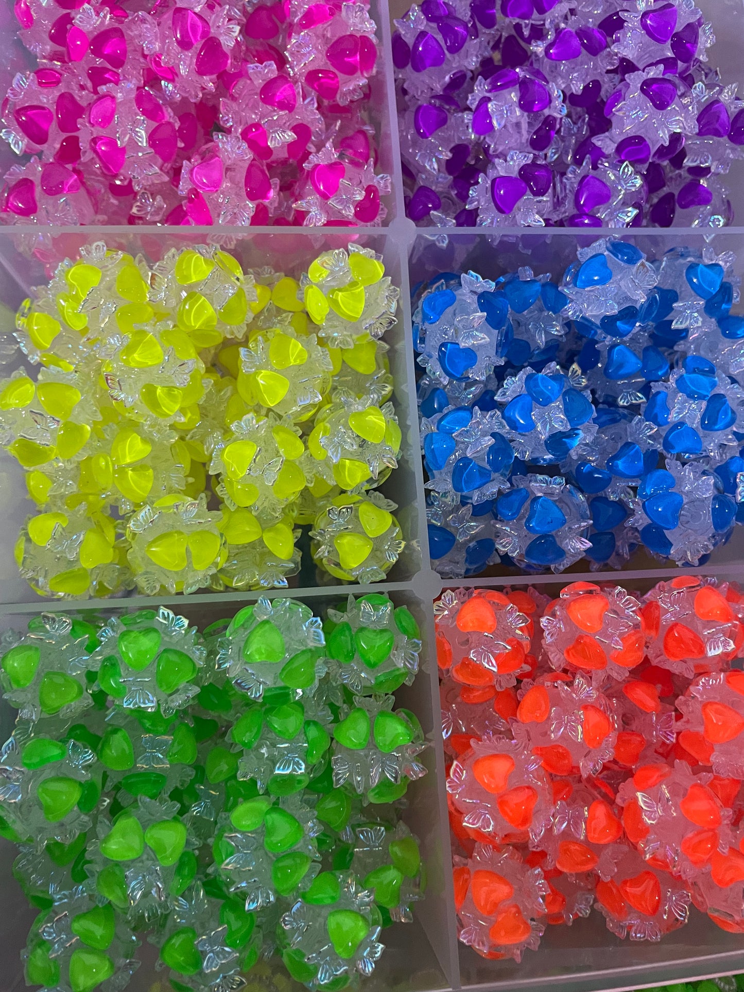 Neon beads heart beads with butterfly fancy beads Random Mix