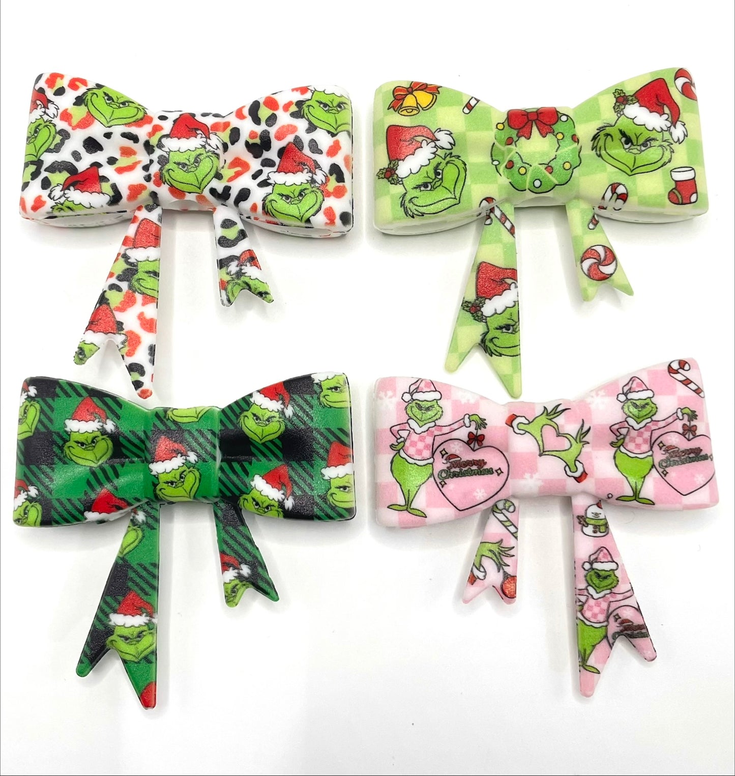 beaded beadable silicone big bow beads big bow focal colored Pattern watermark bow Silicone bow 58mm Random Mix