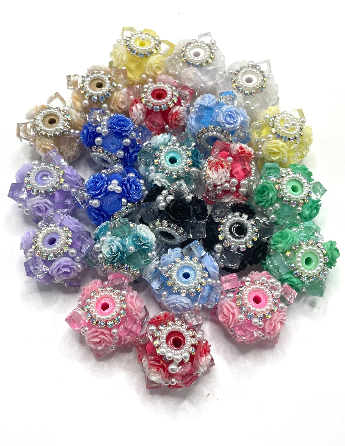 Fancy Beads Ice cubes Acrylic flower beads Colored ice Acrylic flower beads 20mm Random Mix