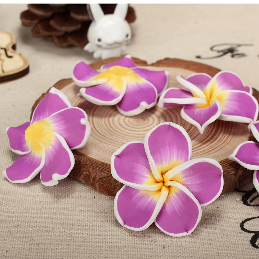 Multicolor colorful  Fancy Bead Polymer soft Clay Frangipani Flower Beads Series,35mm