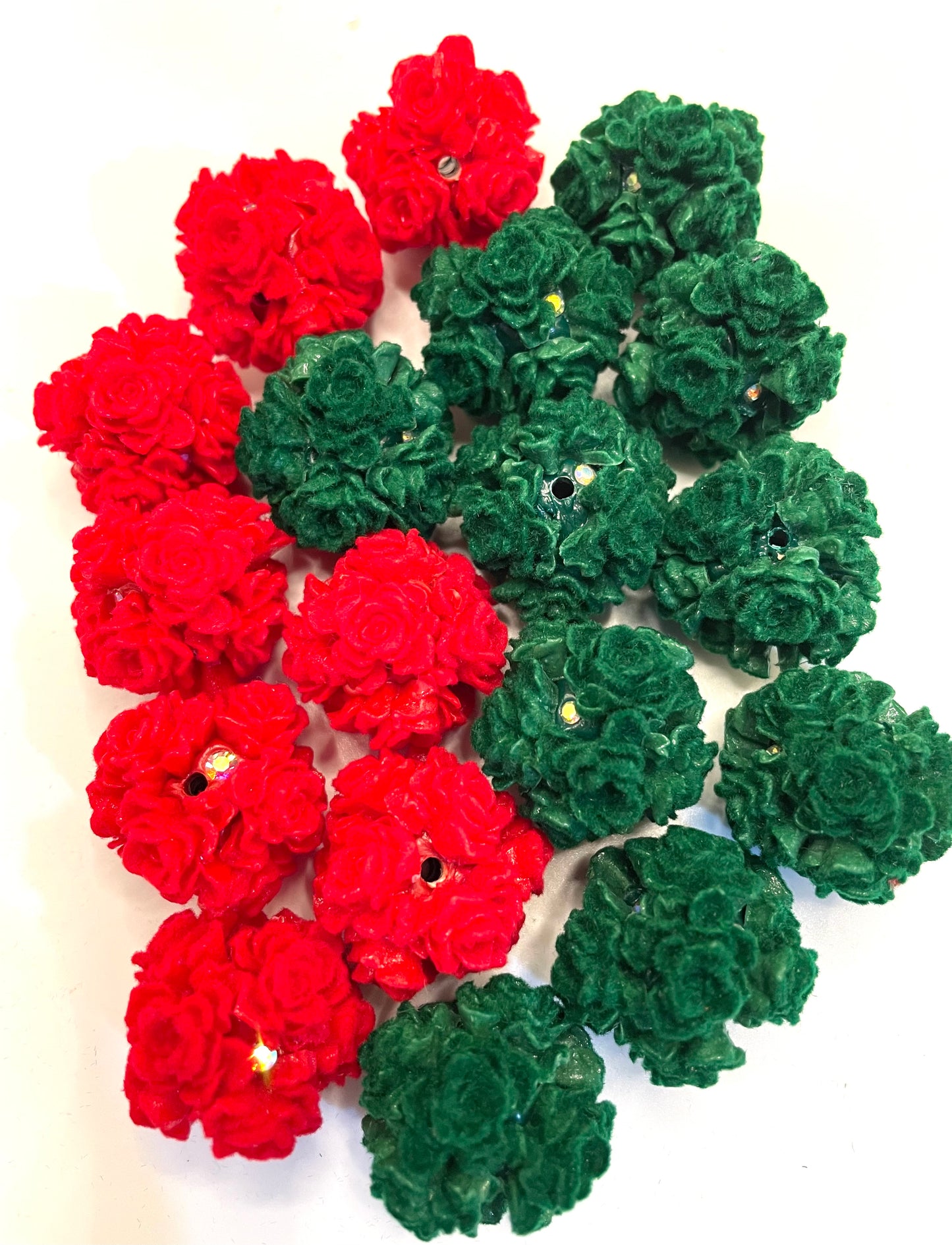 fancy fuzzy flocked soft rose flower random mix colored