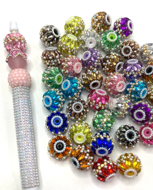Fancy Beads Upright and inverted rhombic crystals Golden Chain mirror uv Bubble Beautiful beads 20mm Random Mix