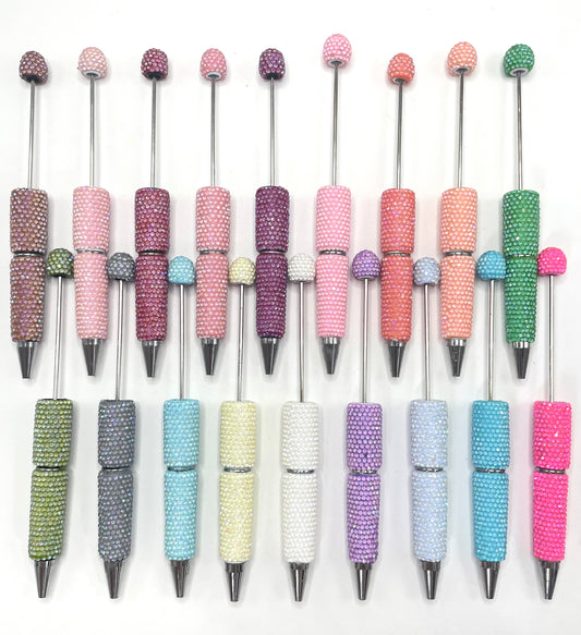 #1-#19solid color with glitter  Diy beaded beadable jelly rhinestone neon colors Clay pen neon pen Neon color Rhinestone DIY Colorful Clay Writing Tools Random Mix