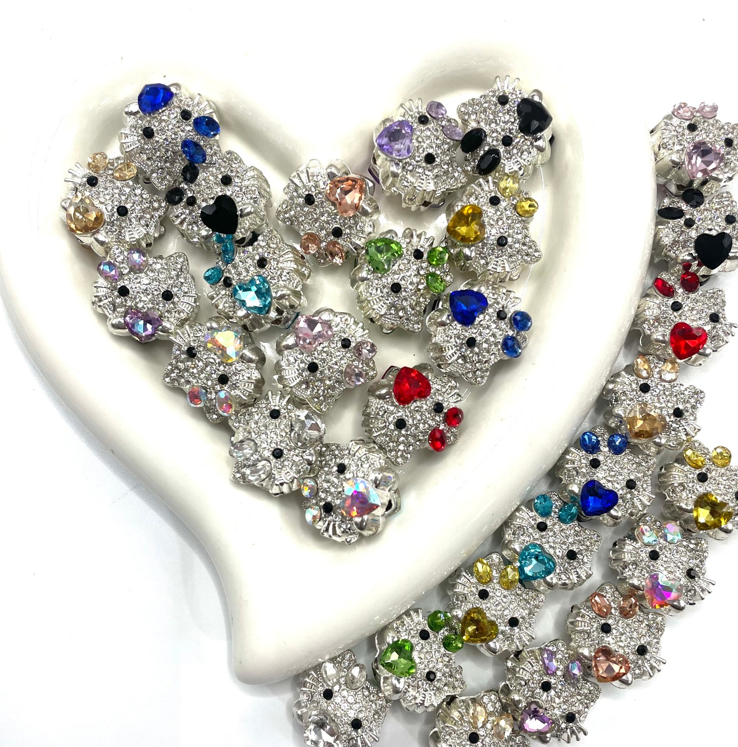 beaded beadable metal metallic fancy HK beads ornaments with heat shap crystal stoneand  rhinestone and decor by rhinestone,random mix