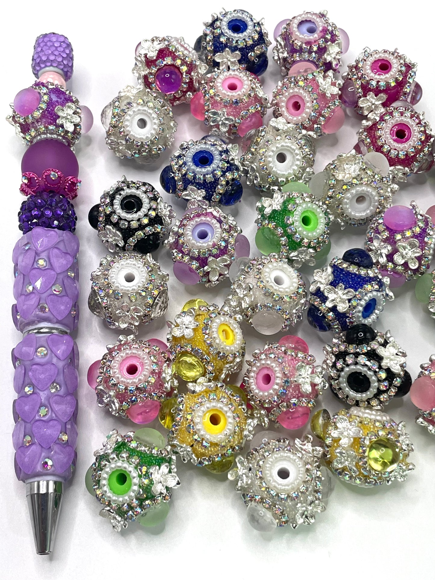 Fancy Beads Metal flowers Matte Bubble beads Rhinestone Chain Pearl gasket beads Acrylic beads 18mm Random Mix