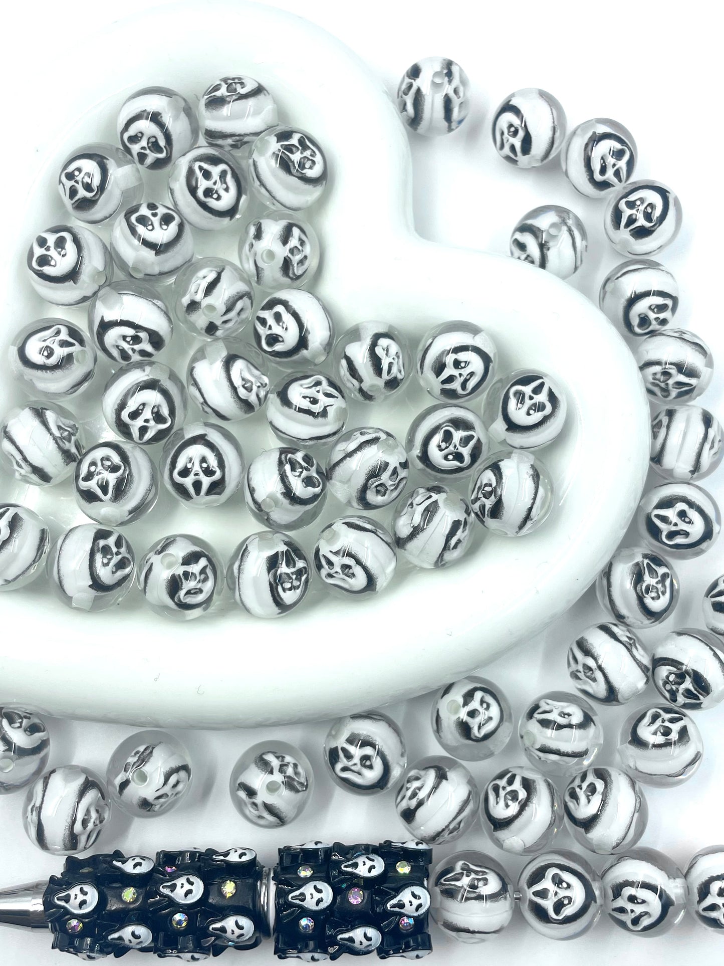 Acrylic beads Halloween Series The Masked Terrorist Acrylic double-layer beads 16mm