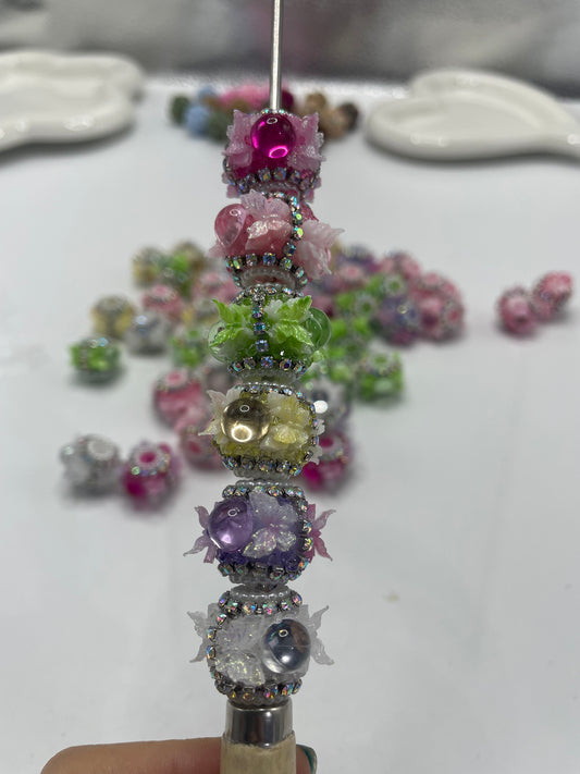 Butterfly beads with bubble silver chain fancy beads