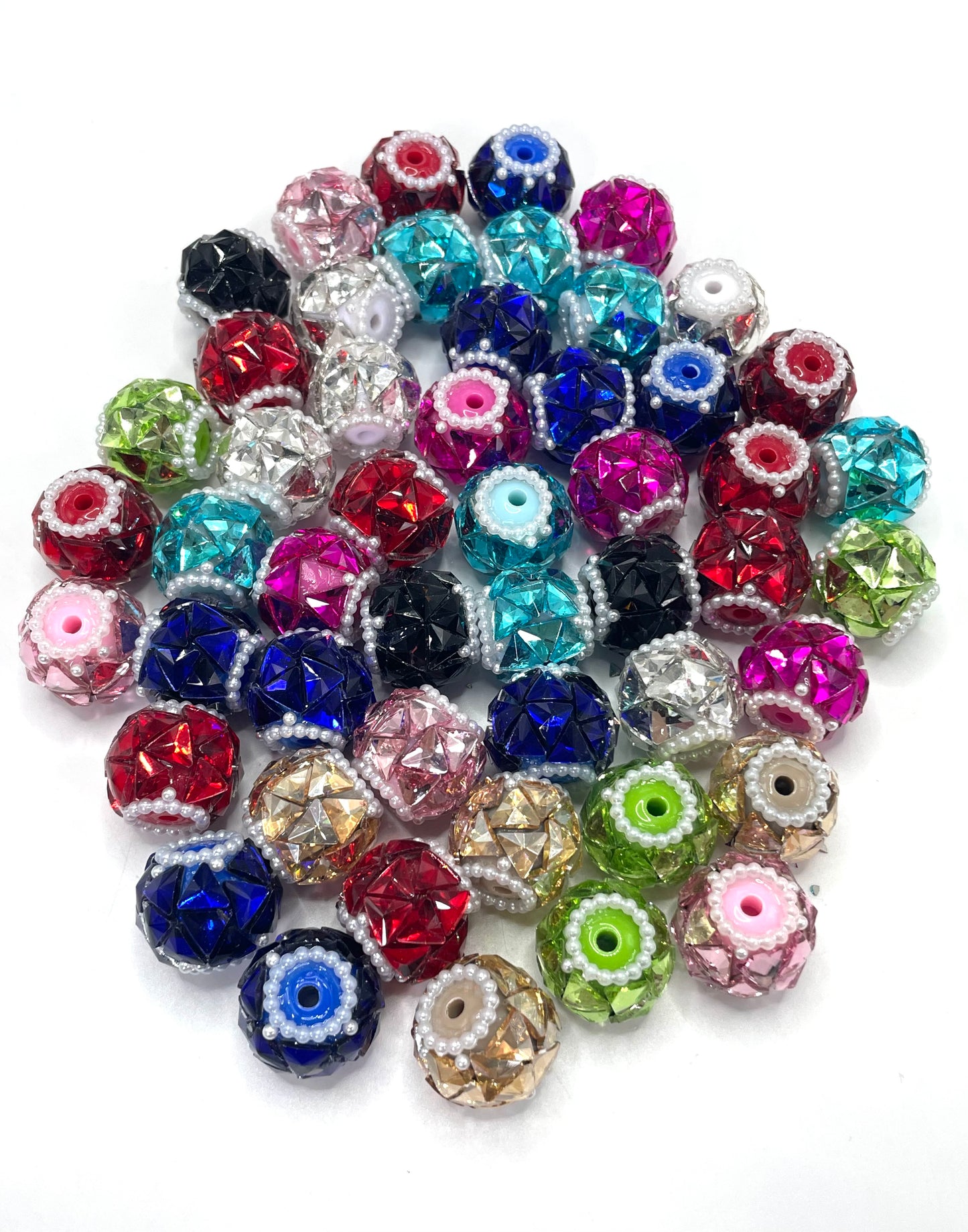 Fancy Beads Triangle Mirror Pearl gasket Bubble Random Mix 19mm