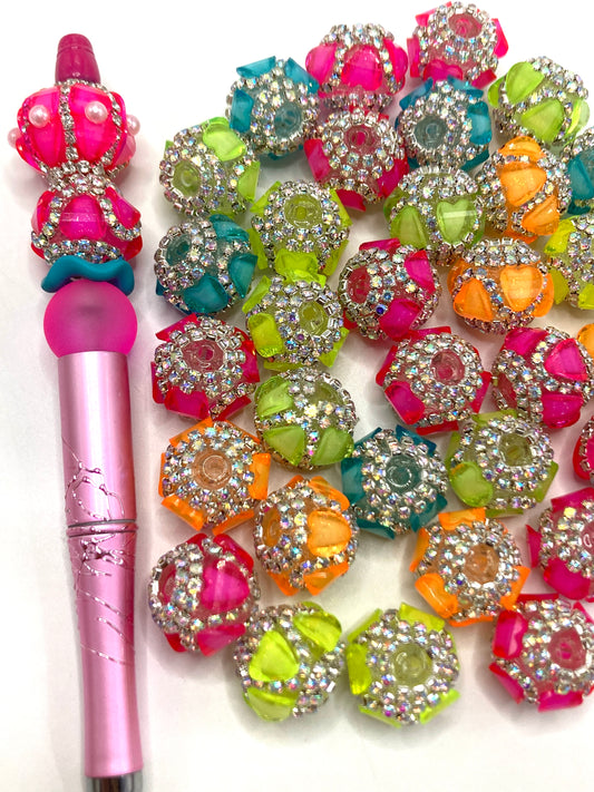 Fancy Beads Acrylic Heart Chain beads Dopamine coloration Neon color 18mm Lantern beads Random Mix