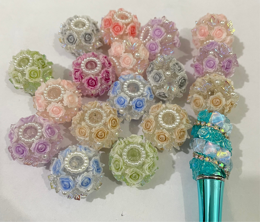 Flower bead rose flower beads with butterfly pearl