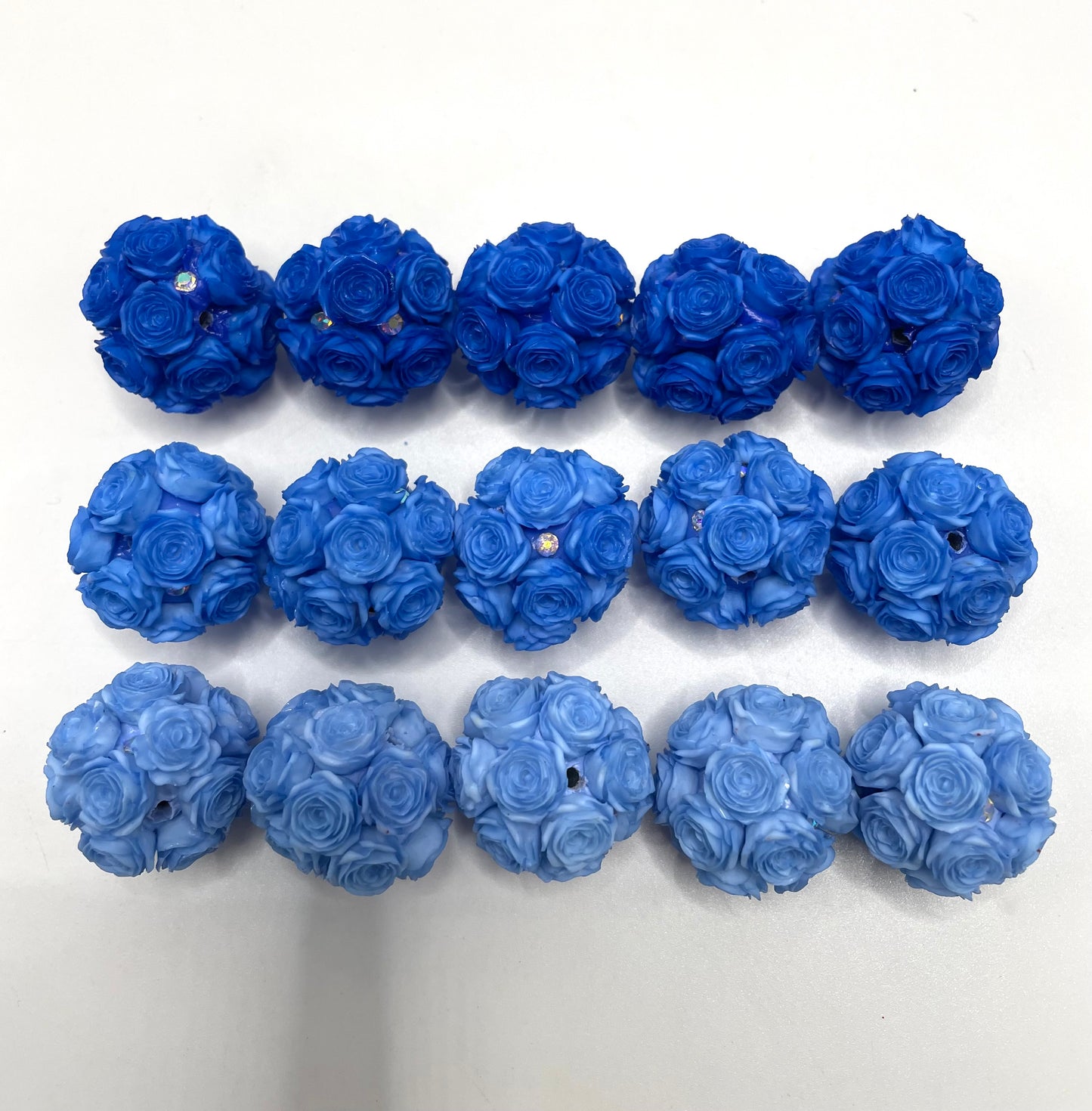 DIY soft rose flower beads ornament with rhinestone beaded beadable flower colored