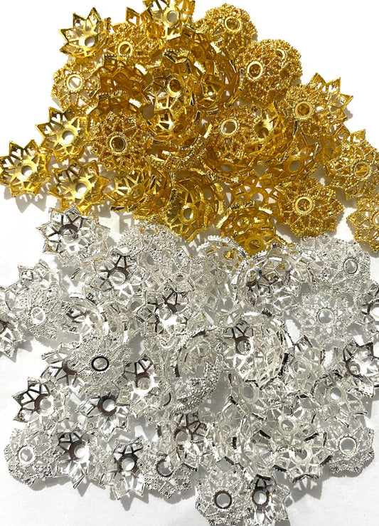 ONDER LIFE MART
fancy spacer fancy Rhombus shape bead cap metallic bead cap spacer gold silver