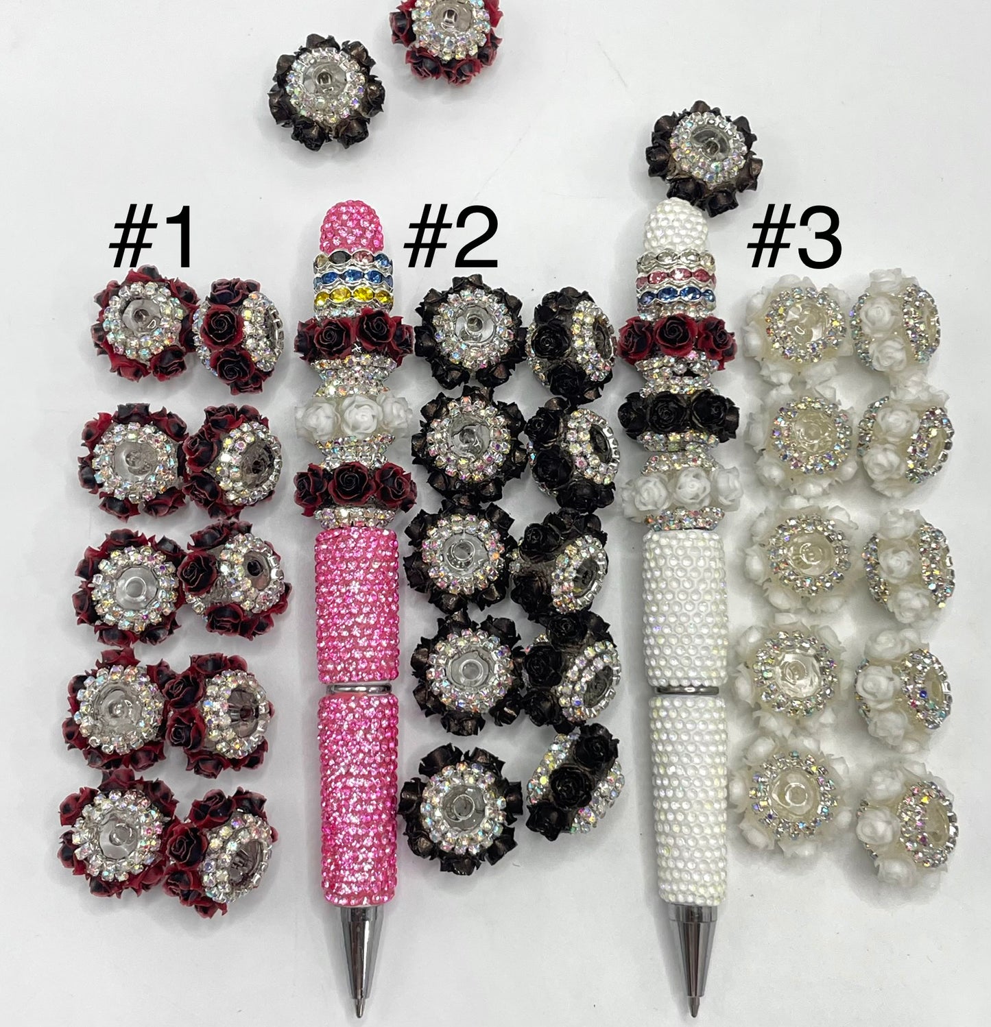 beaded beadable fancy Flower bead Multi-colored rose beads Chain Random Mix  21mm ,only beads without pens