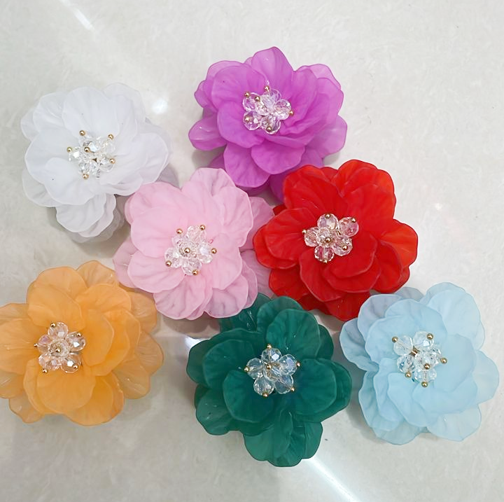 Weaving flowers Lace flowers Crystal flower bud Colored ribbon petals Random Mix