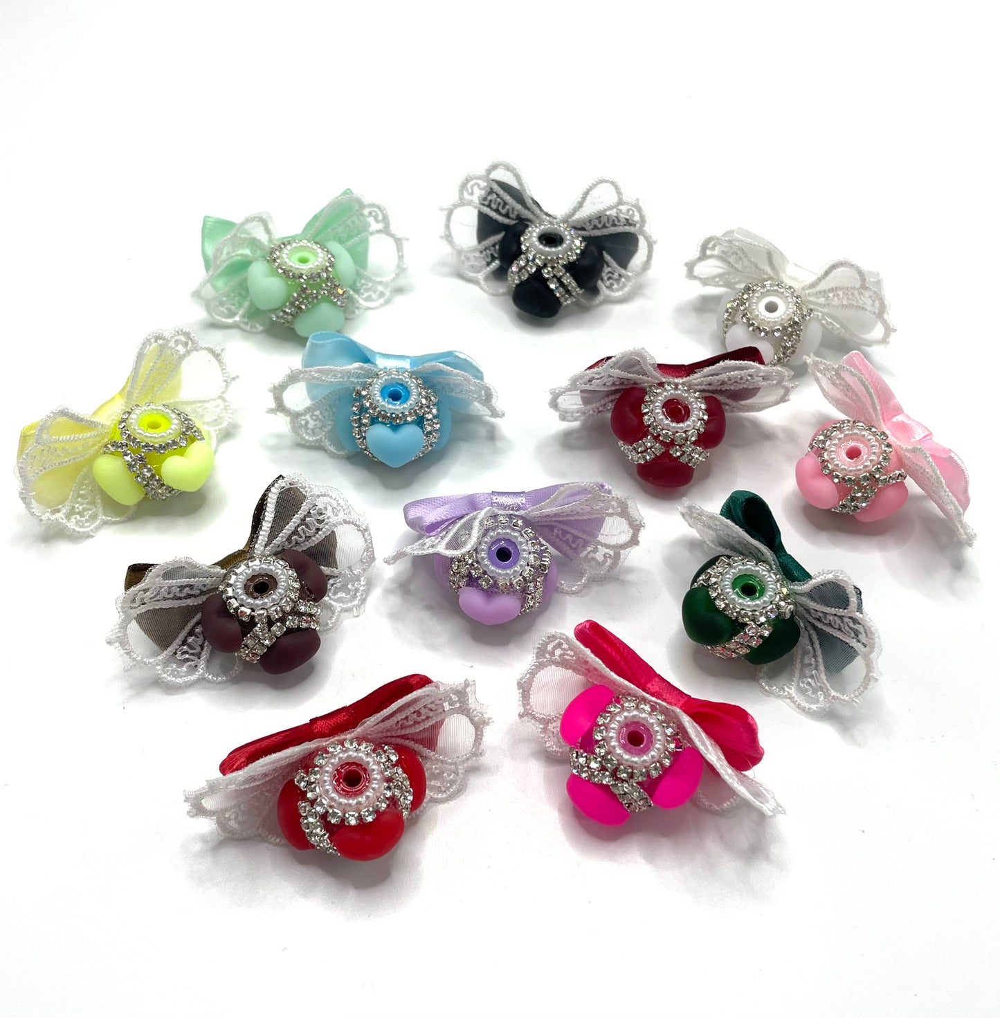 Lace-edge bow tie Weaving Fabric Bias binding Beaded bow necklace Random Mix