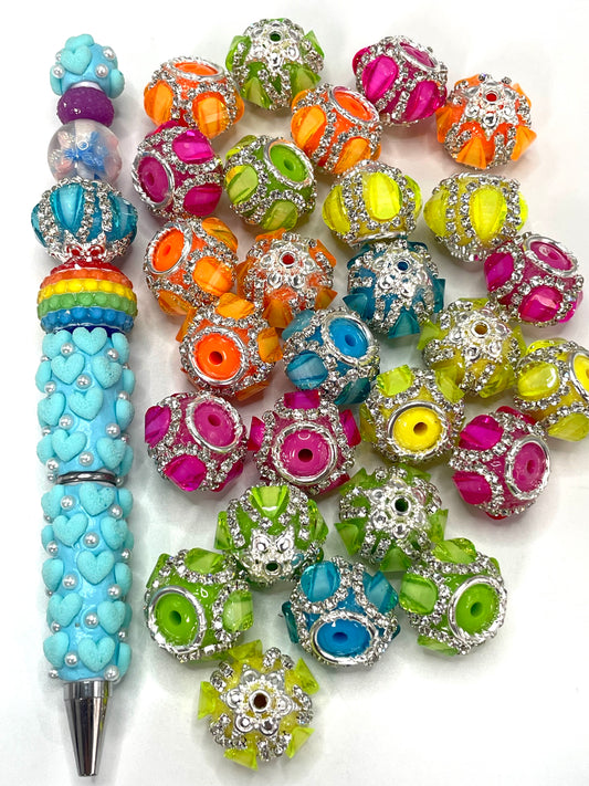 Fancy Beads Pumpkin lantern heart  beads Acrylic Leaves piece Chain Metal gasket Random Mix 18mm