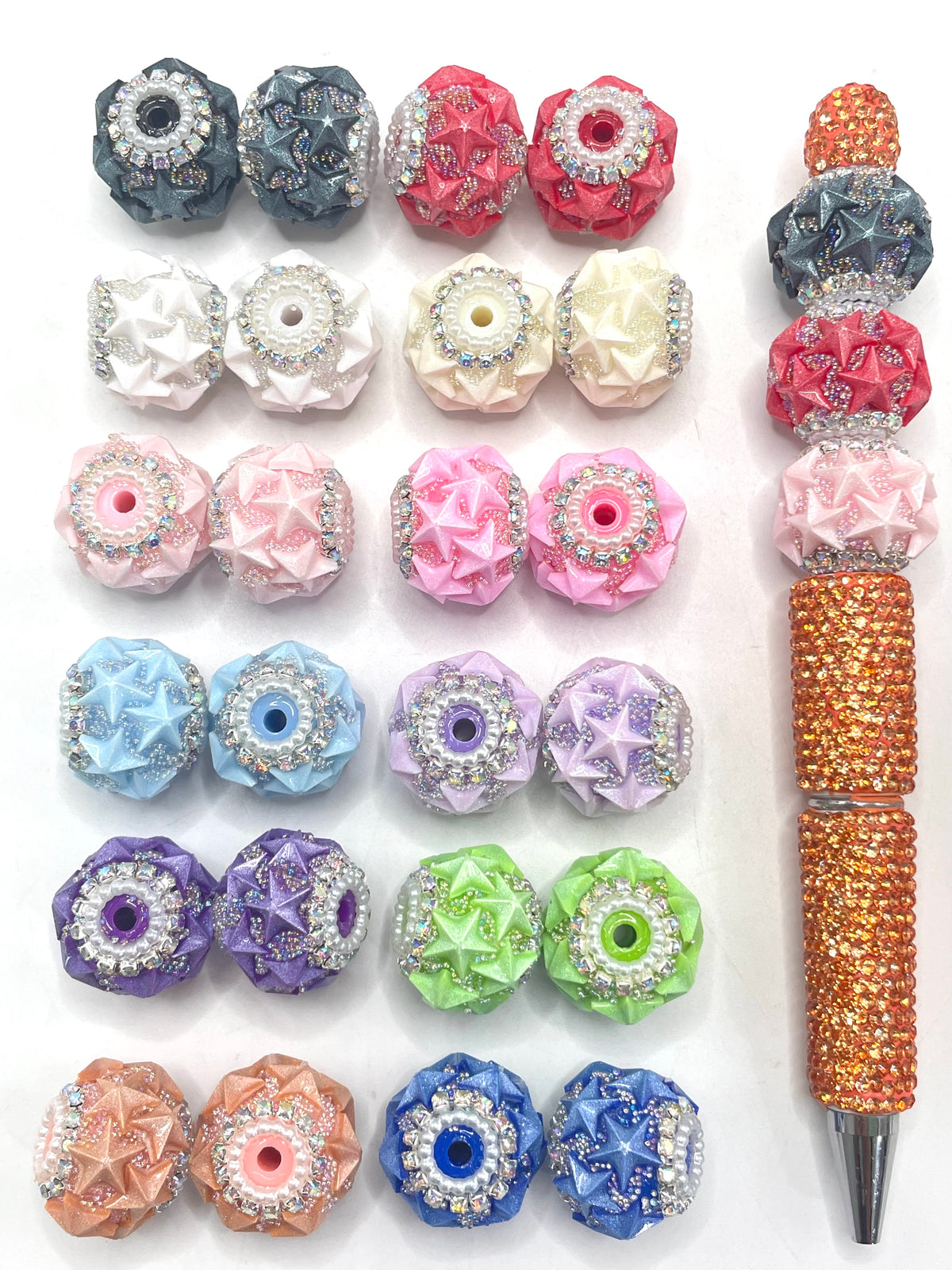 star beads with silver chain fancy beads