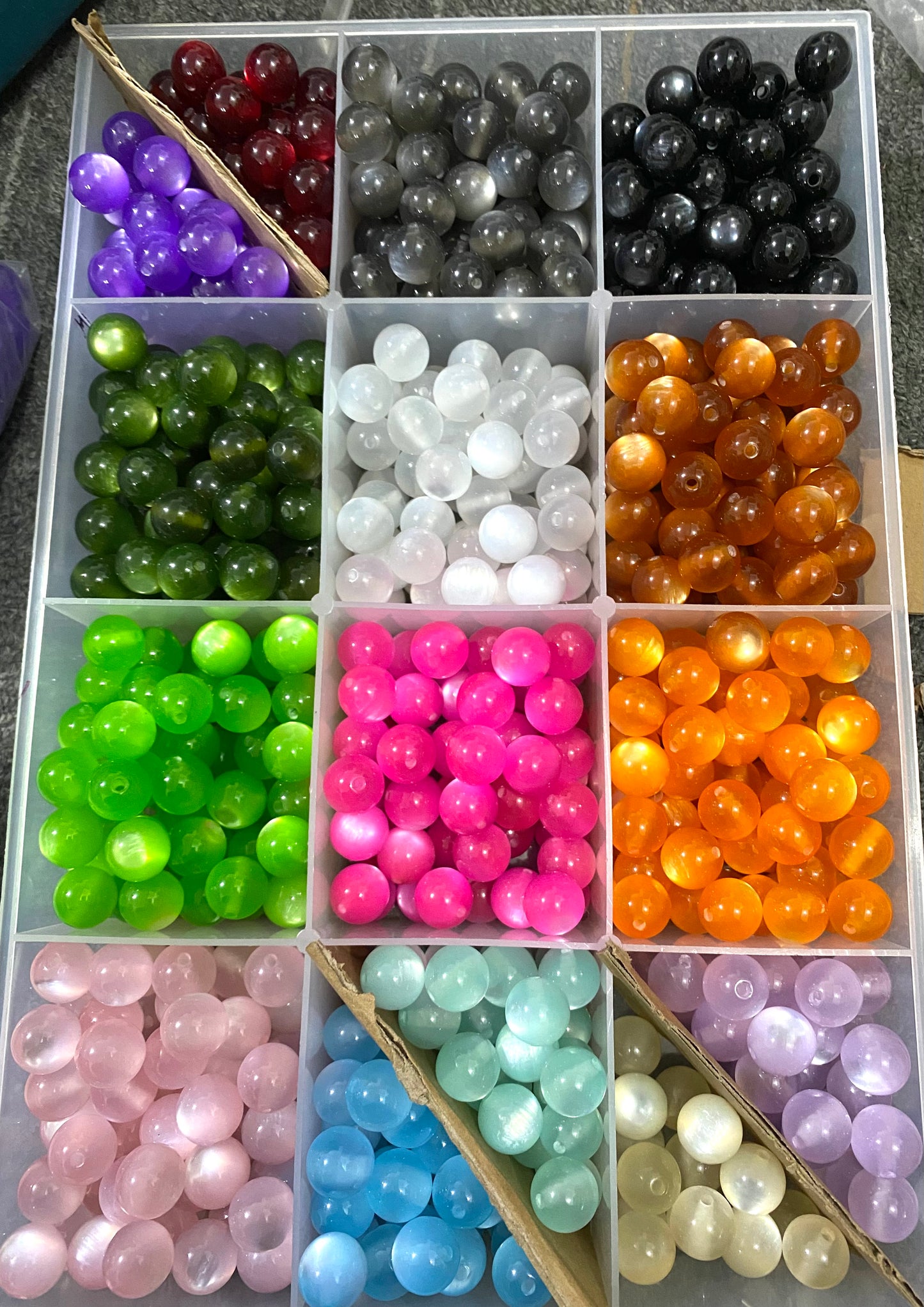 cat eye Acrylic beads glitter Multicolored cat's eye beads 16mm Random Mix