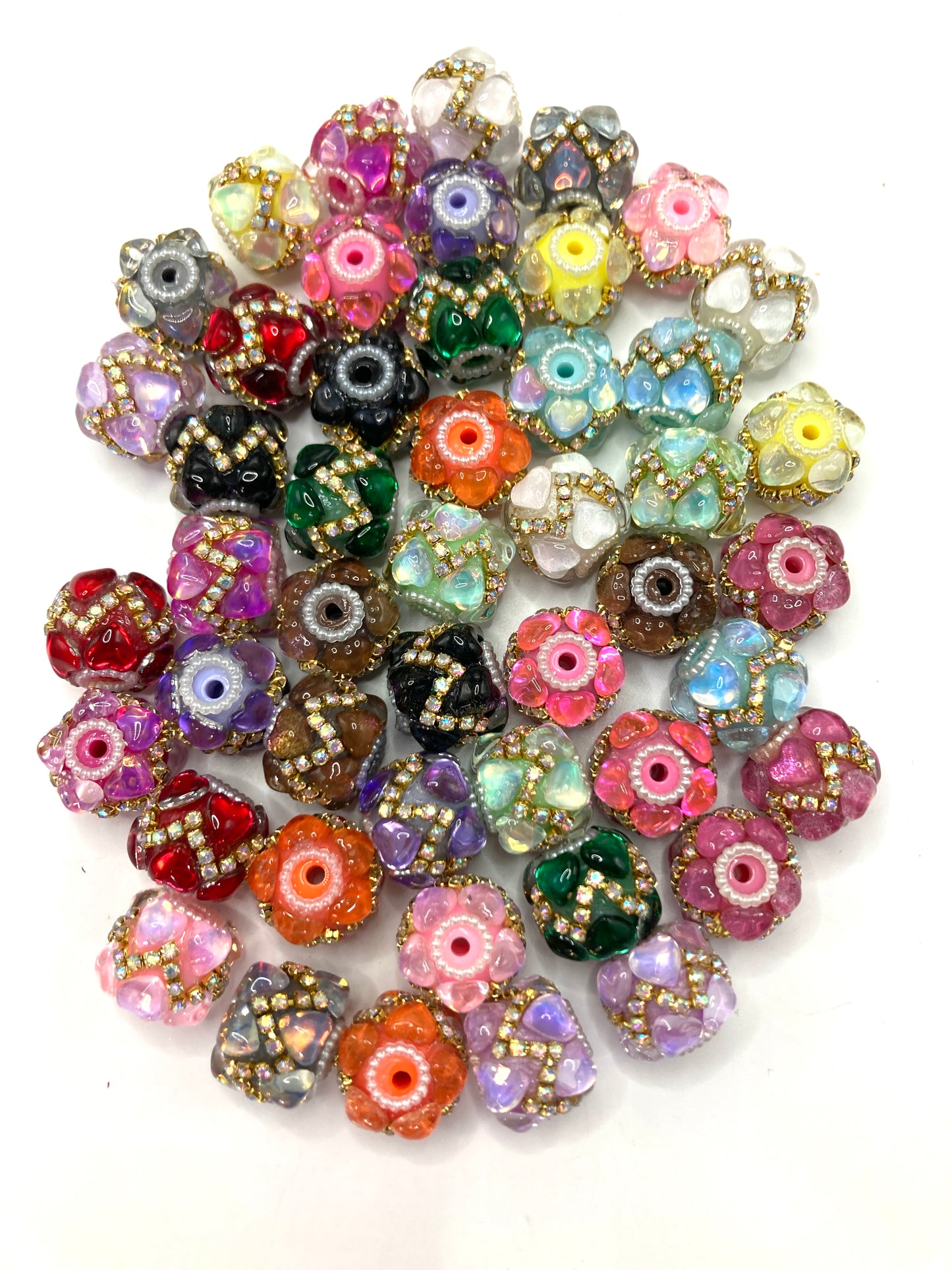 Acrylic beads Chain beads Heart-shaped beads Double-layered heart shape Random Mix