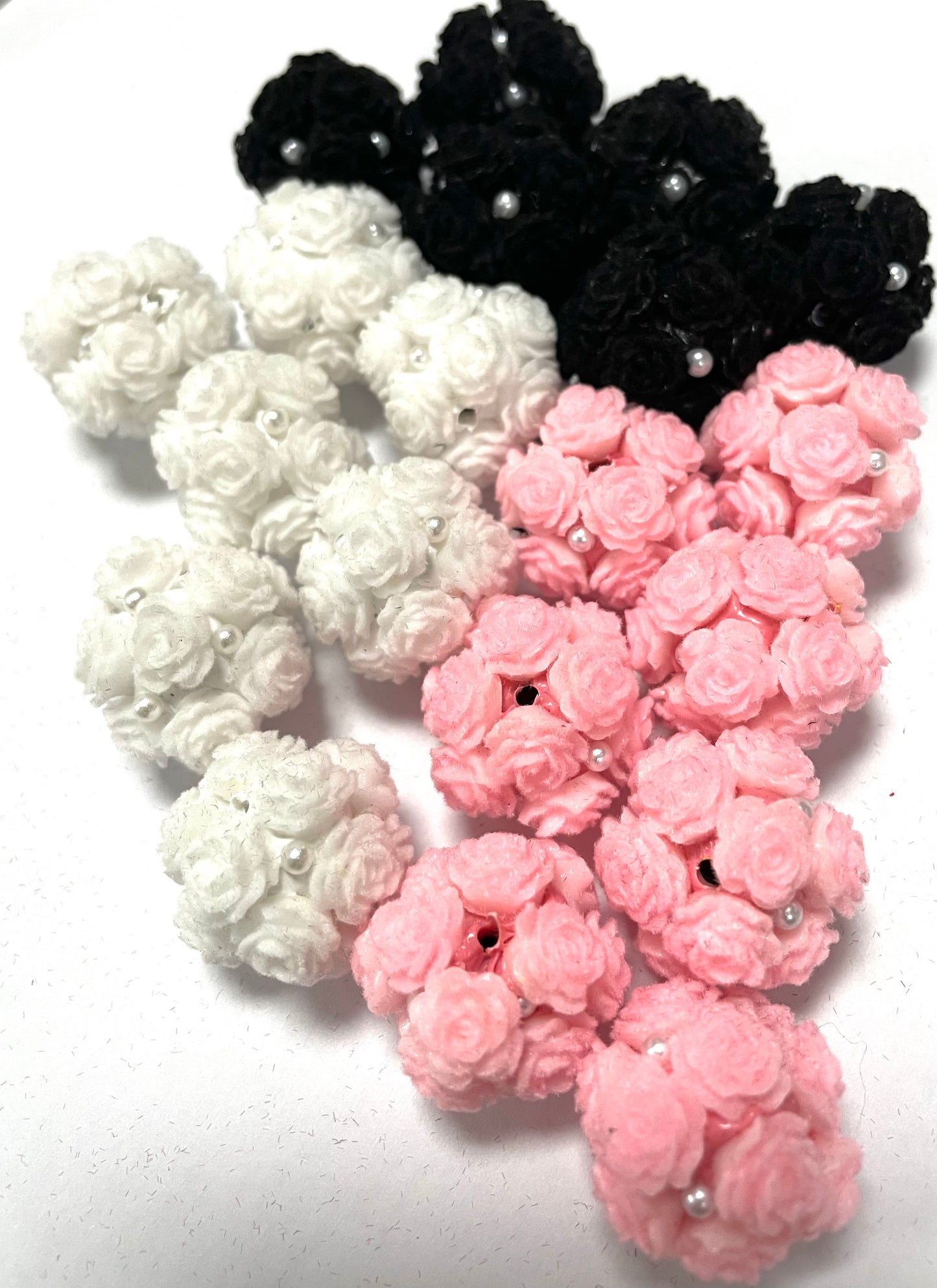 rose fuzzy flocked flower bead diy beads beadable beaded beads colored random mix