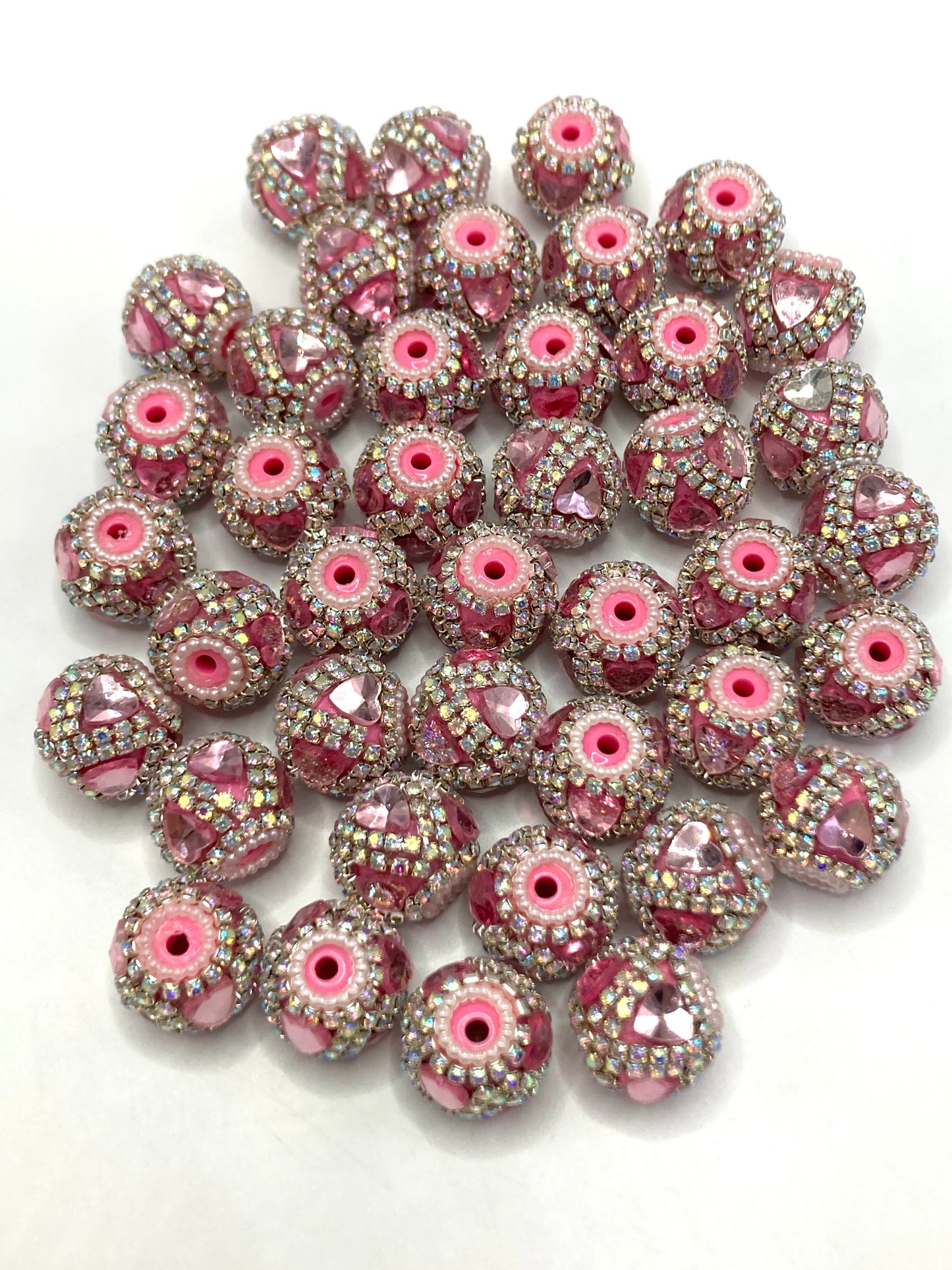 acrylic lantern heart Chain Pearl Heart-shaped rhinestone Bead mirror Heart  Random Mix 19mm