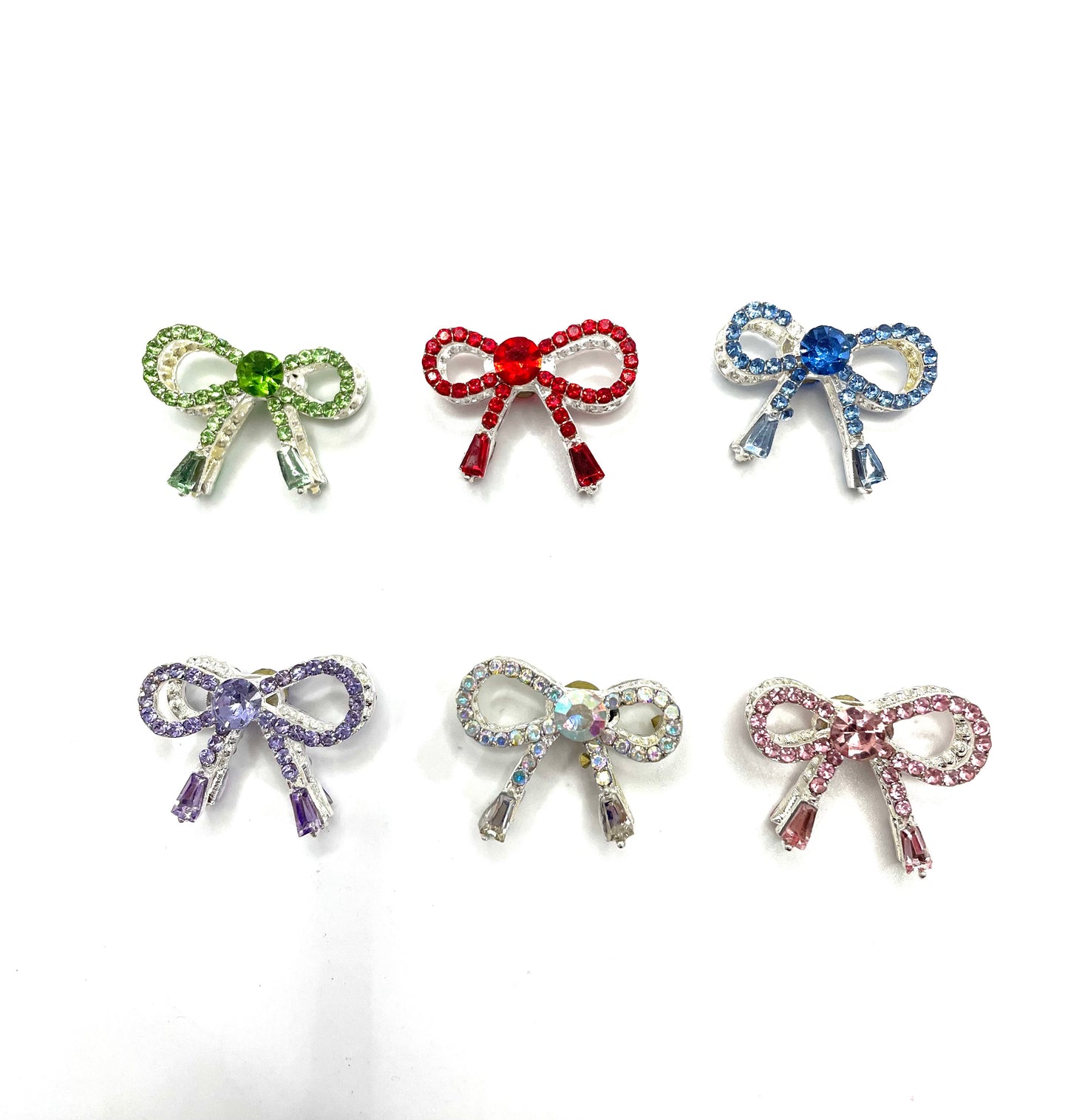 Fancy alloy beaded beadable metallic colored bow metal bow alloy bow with rhinestone random mix