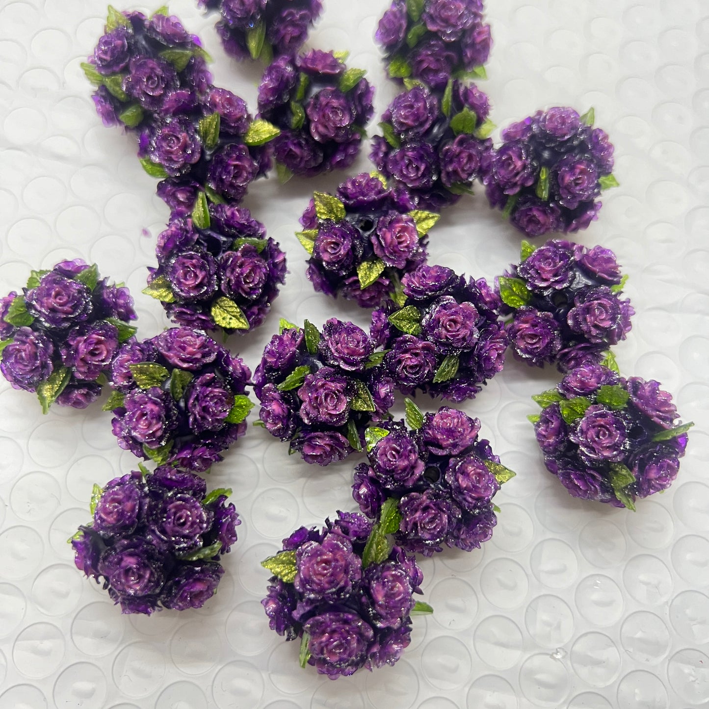 soft rose flower with green leaf fancy bead flower bead