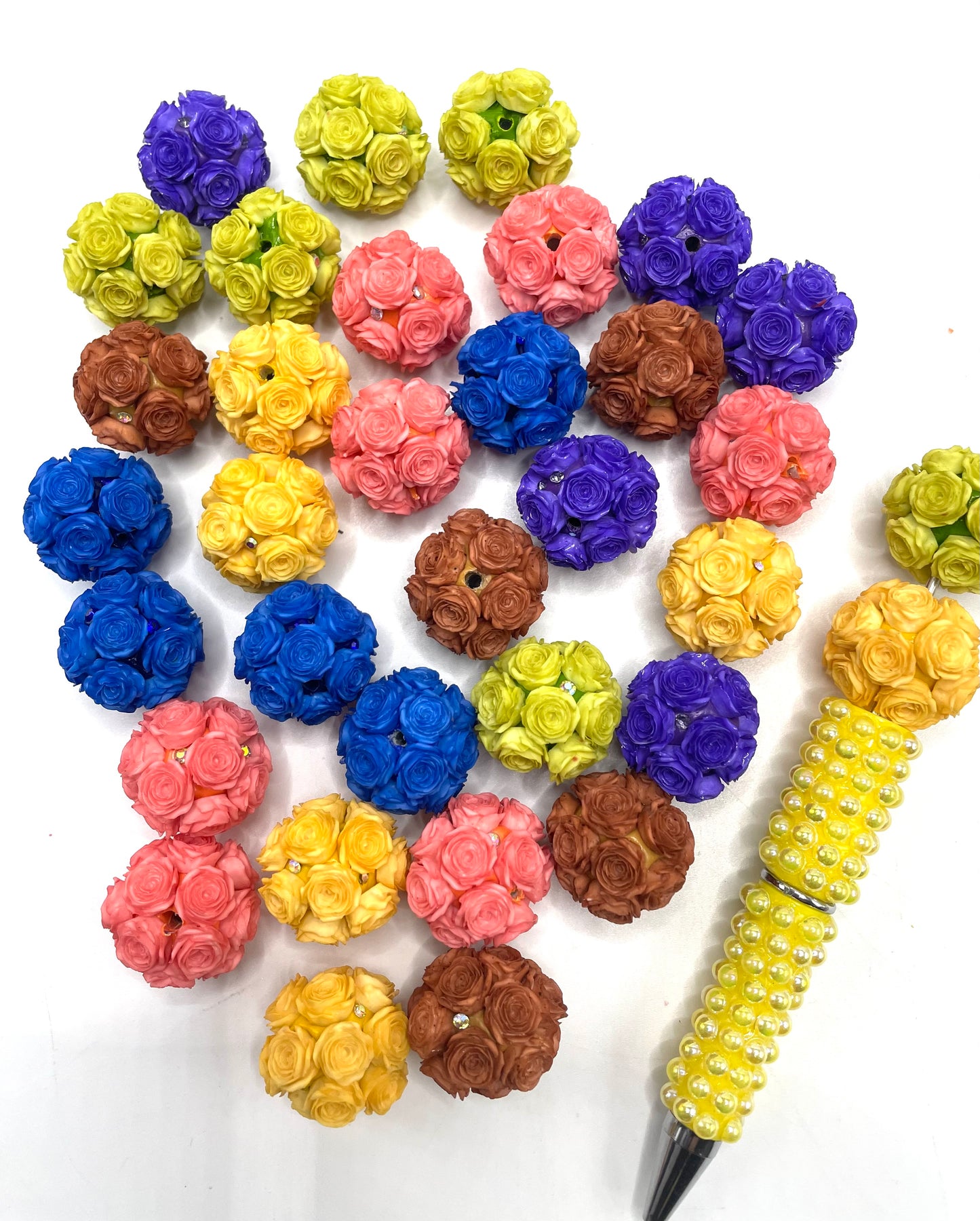 More new colors arrived  DIY soft rose flower beads ornament with rhinestone beaded beadable flower colored