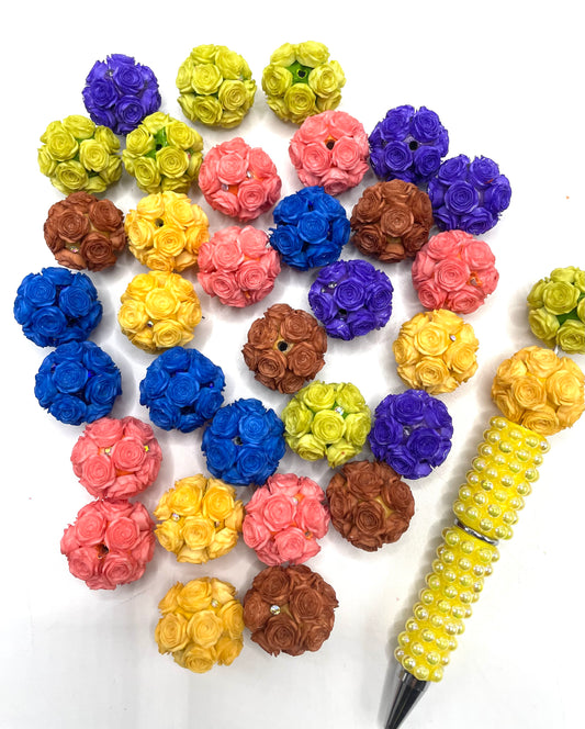 More new colors arrived  DIY soft rose flower beads ornament with rhinestone beaded beadable flower colored