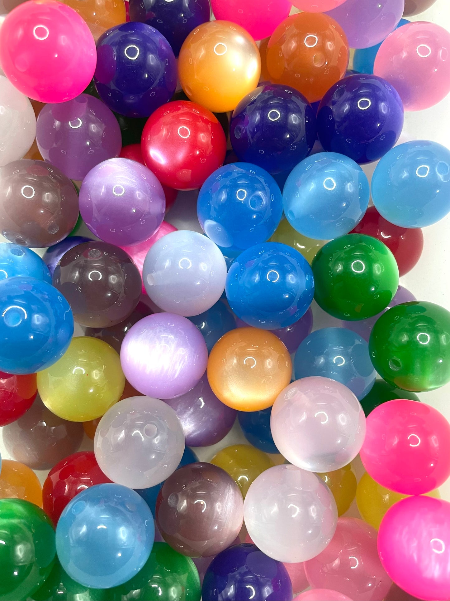 20mm shiny glossy galaxy cat eye acrylic beads ,colored,random mix