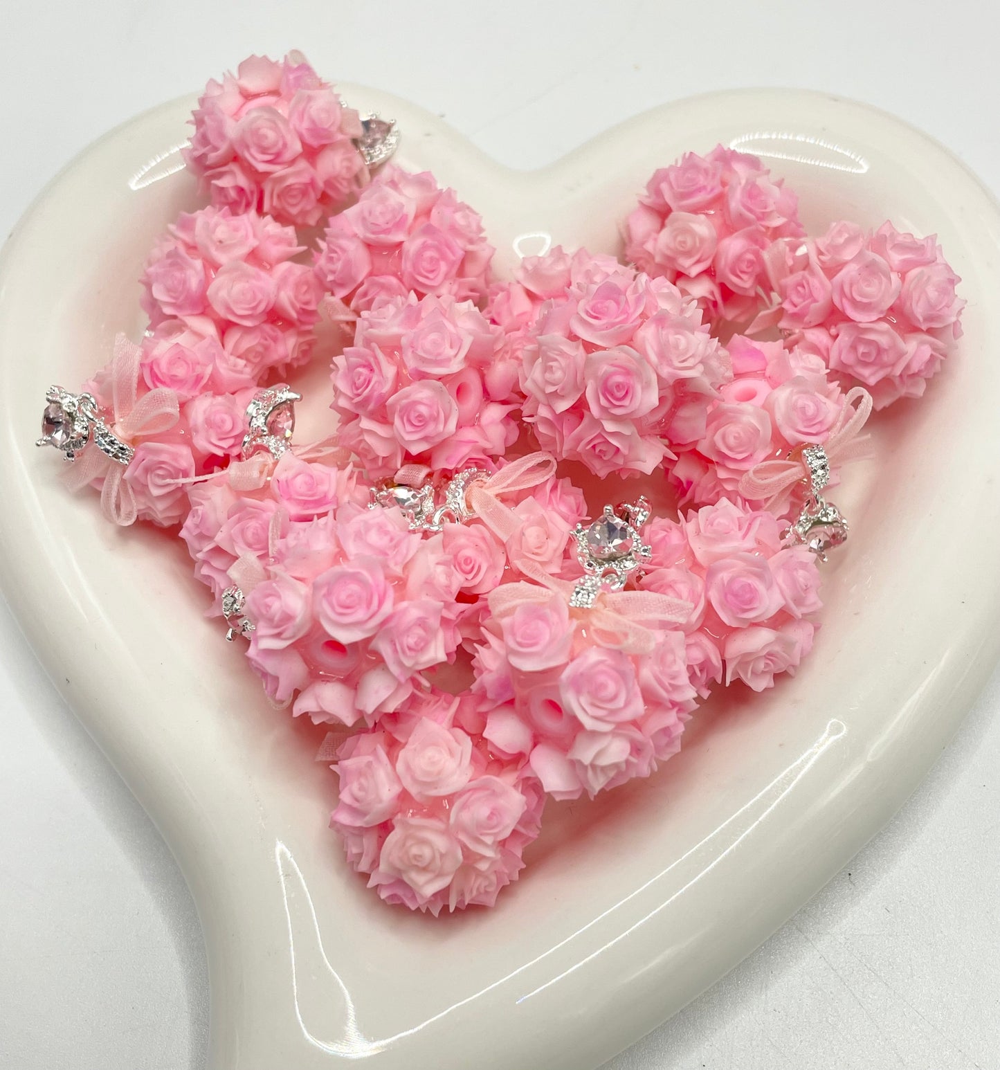 Flower Beads Pendant dangle dangling beads Colored petal beads Rose bead jewelry Random Mix