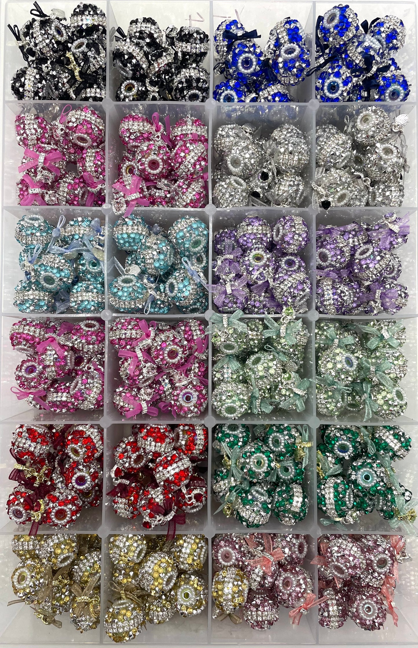Beaded beadable Fancy bow bead Textile bow bead Random Mix