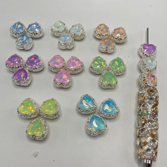 fancy metallic alloy bead Fancy beads heart bead crystal heart bead mocha heart beads random mixed