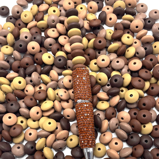 beaded beadable Silicone Lentil Spacer Beads,Random mix,12mm