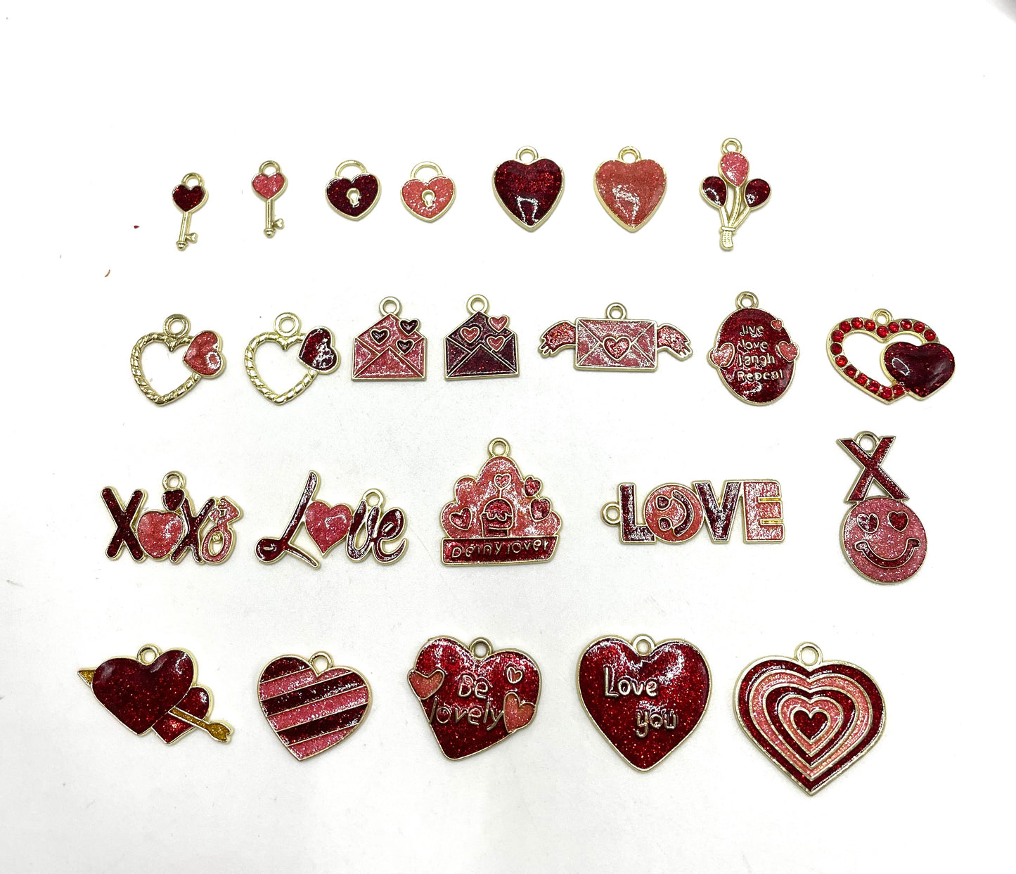 Heart shaped love letter charm pendant for valentines