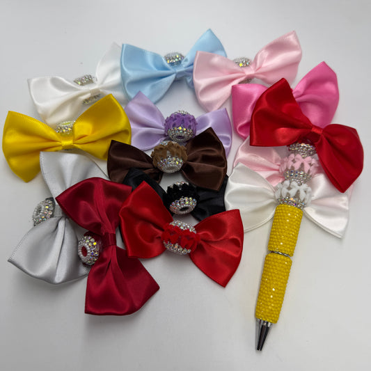 textile bow fancy bead fuzzy bow with fabric bow beads