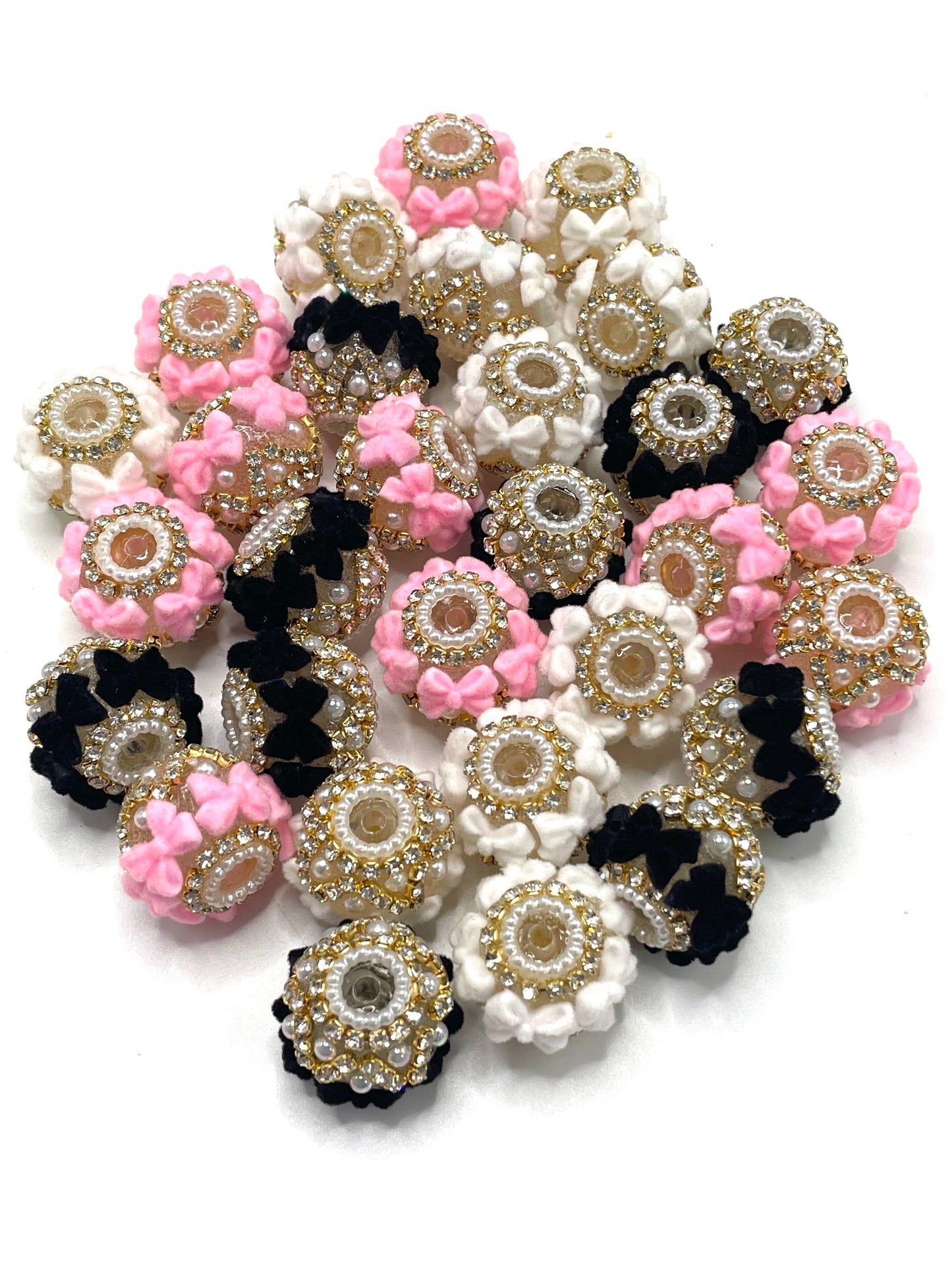 Golden Chain Pearl gasket Chain Translucent acrylic beads Fuzzy Beaded bow Random Mix