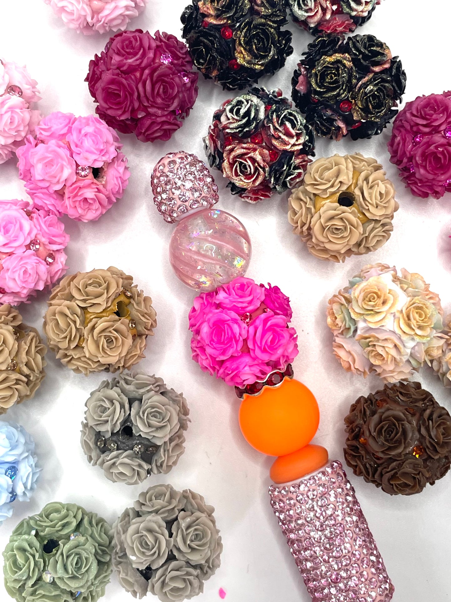 #1-#38Flower beads Soft flower Precious softened clay beads Rhinestone Random Mix