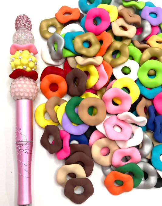 Matt Frosted Wave Shape Acrylic Spacer Beads And Solid Color,Random Mix,20mm