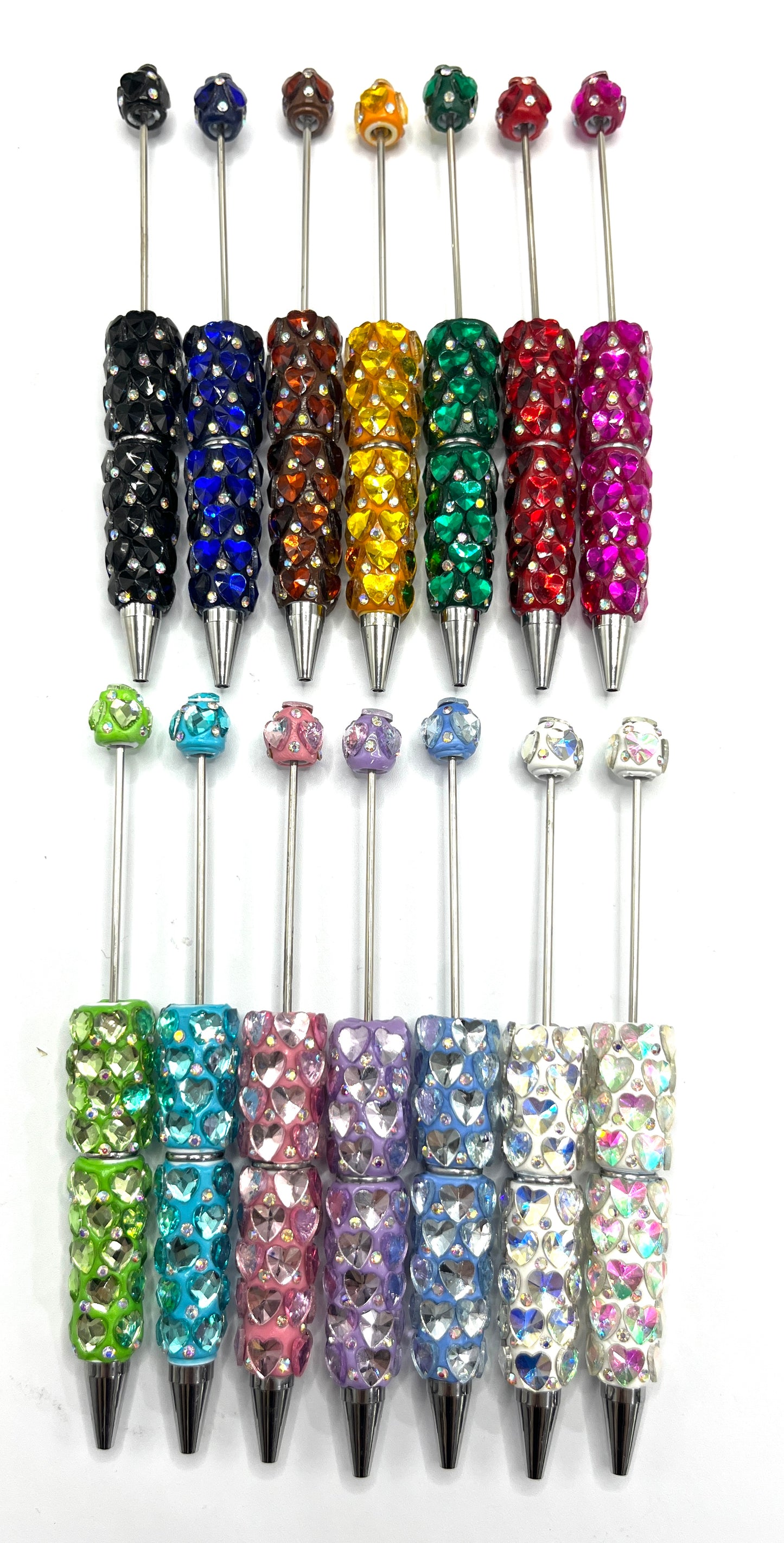 DIY PENS BEADED BEADABLE FANCY PENS WITH HEART SHAPE STONE ,COLORED