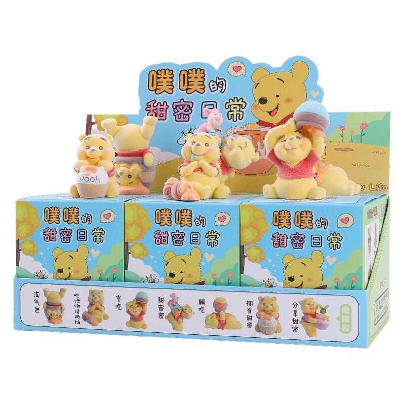 Winnie Pooh honey sweet time fuzzy flocked ,whole set,blind box pen topper figure character