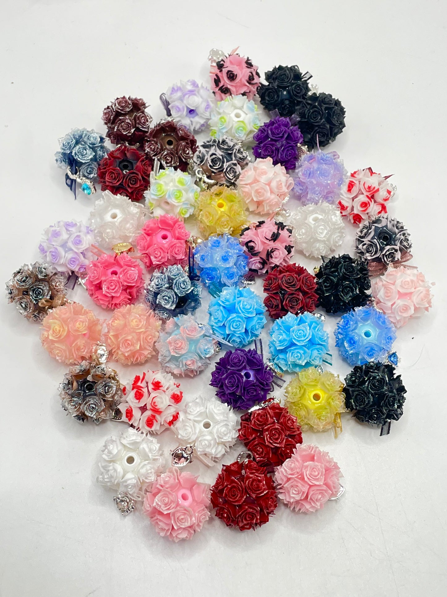 Flower Beads Pendant dangle dangling beads Colored petal beads Rose bead jewelry Random Mix