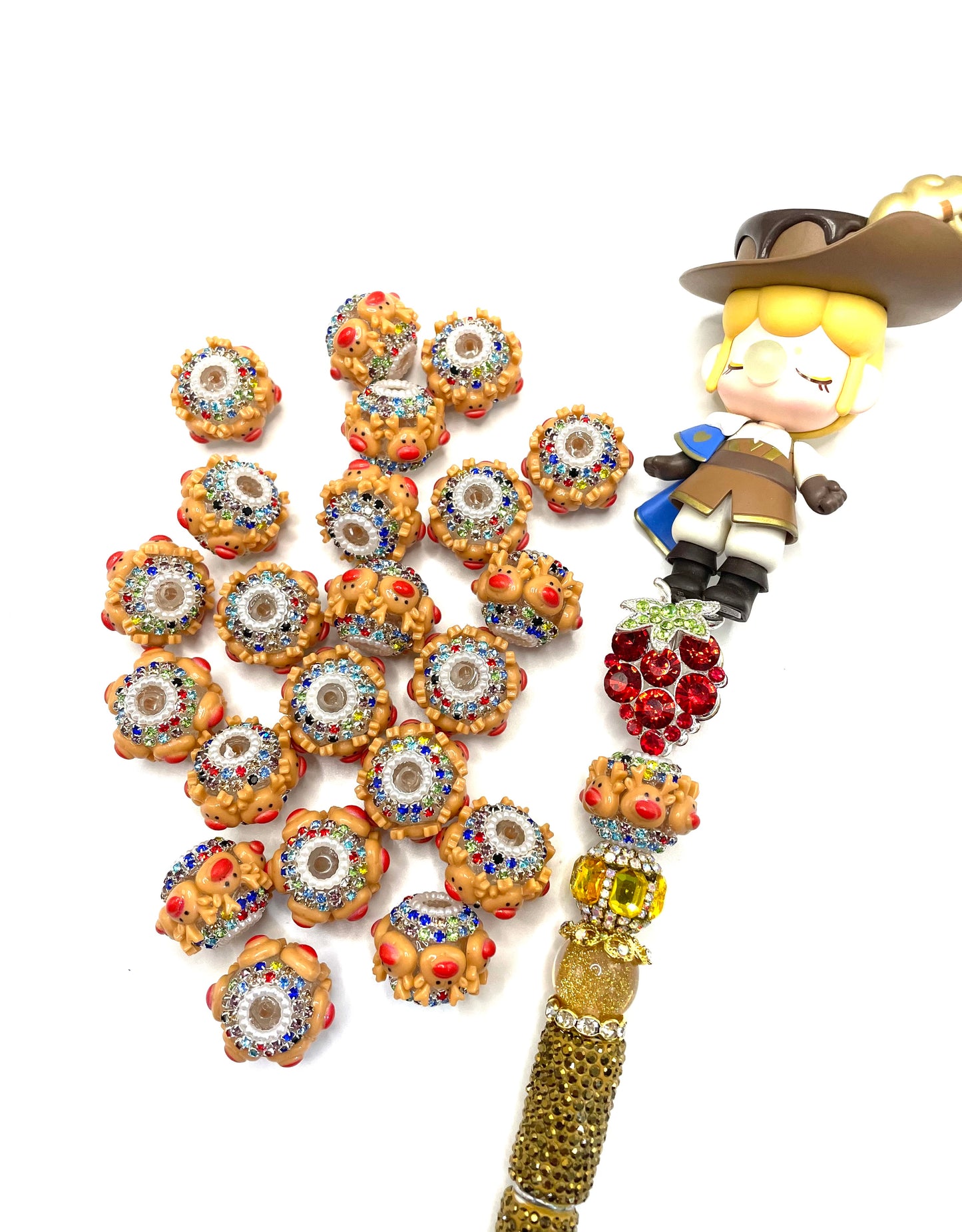 diy beaded beadable Christmas beads ornaments with elements snow man snow hour glove ,gift bag ,deer .