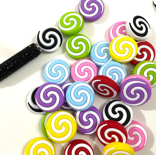 Swirl Bead Striated bead Spiral bead Coil bead silicone  bead swirl 28mm Random Mix