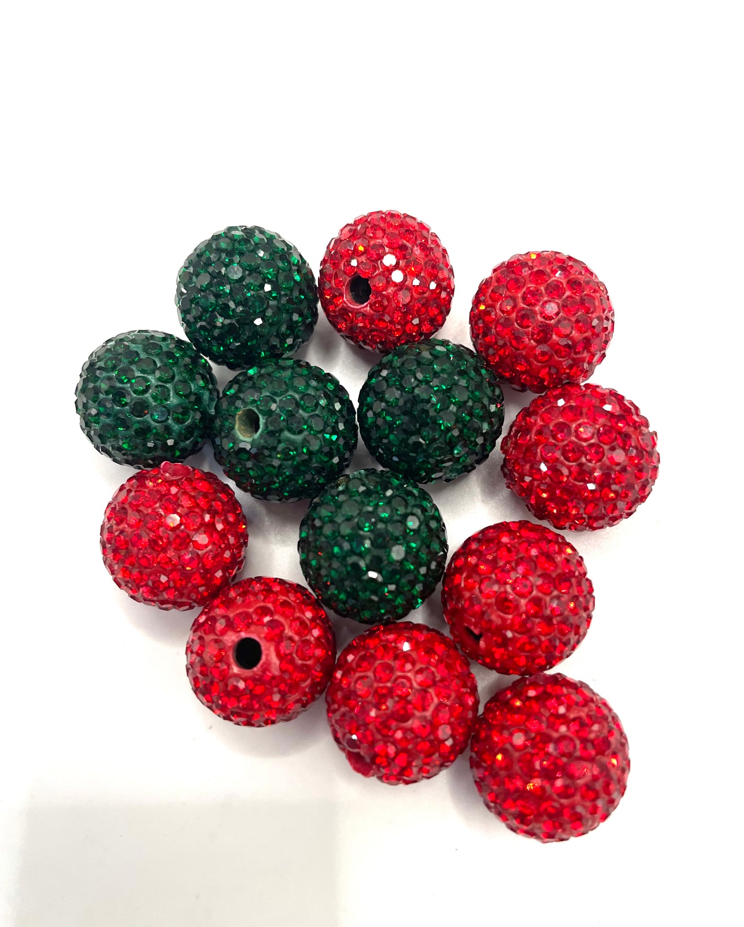 fancy Christmas Clay rhinestone bead  drill ball 16mm Random Mix