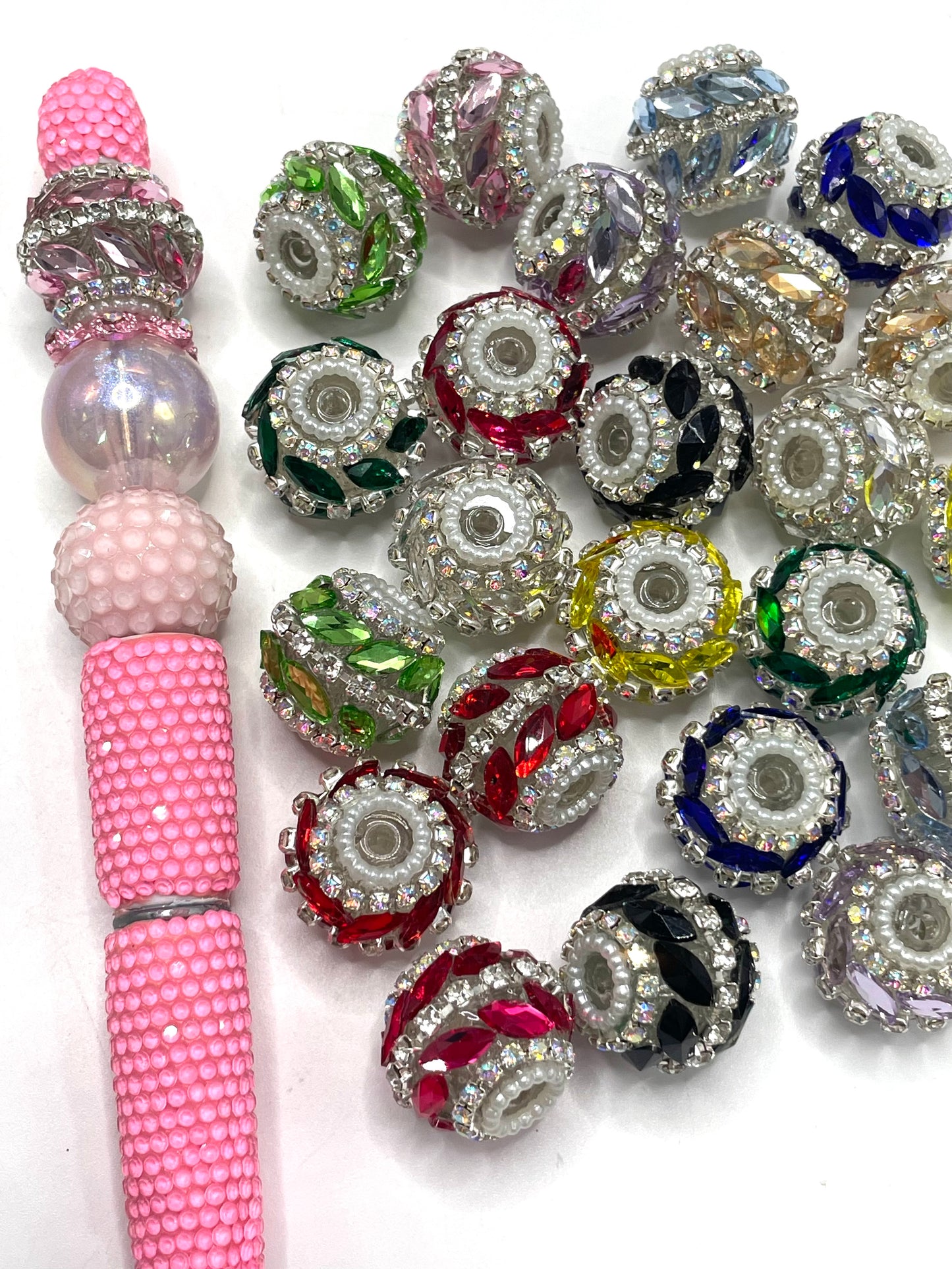 Fancy Beads Chain mirror  Pearl gasket Acrylic beads 18mm Random Mix