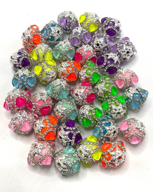 Neon bead heart beads zig chain fancy beadv Metal gasket Neon beads Random Mix